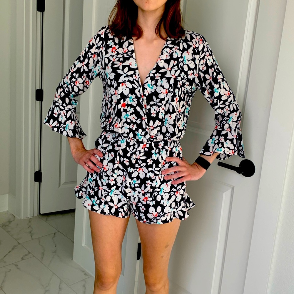 Aqua Floral Romper